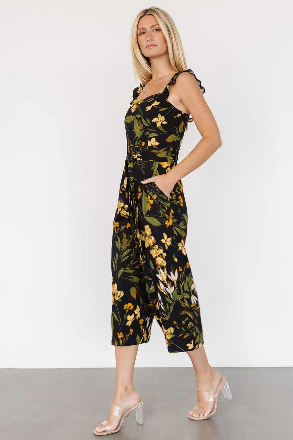 Gemma Jumpsuit | Black + Golden Floral