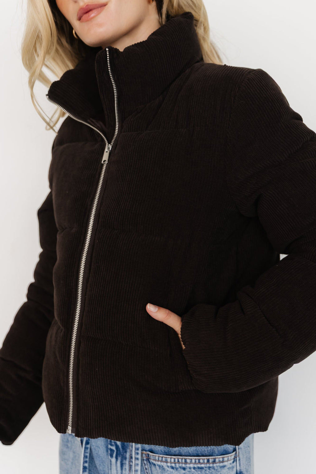 Holden Corduroy Puffer Jacket | Dark Brown