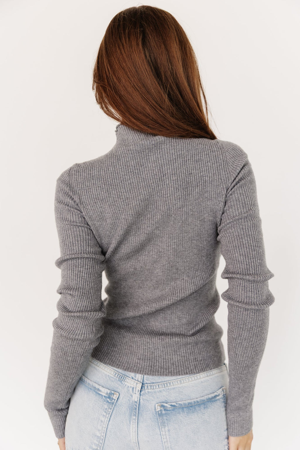 Ilsa Ribbed Sweater Top | Gray