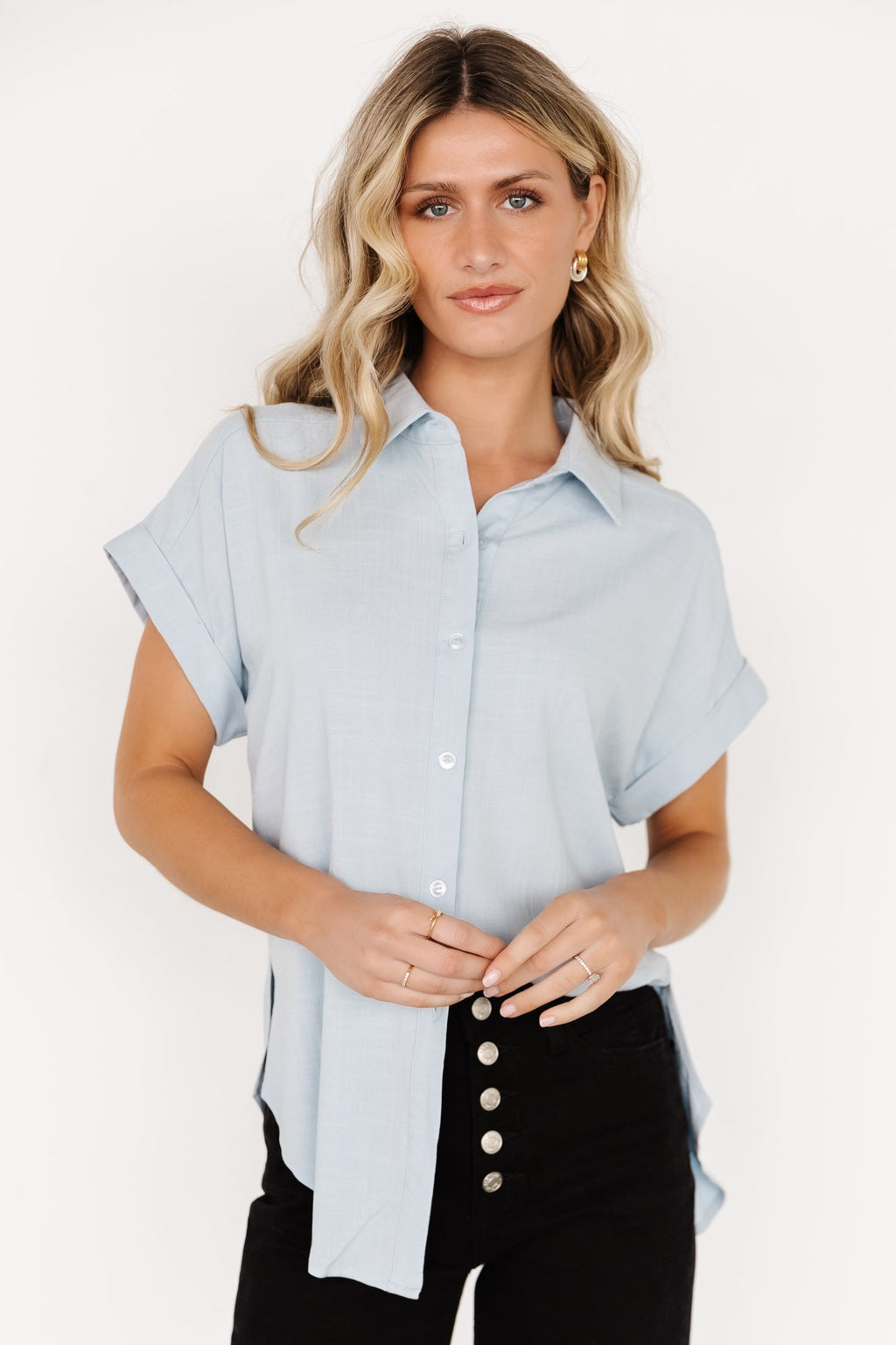 Clarke Button Up Top | Light Blue