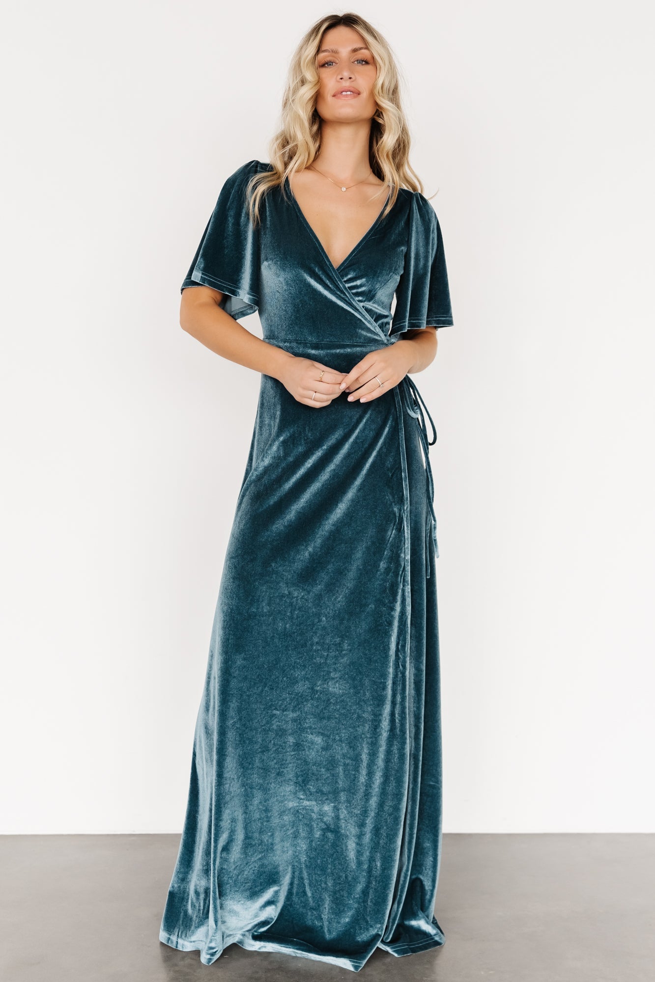 Meghan Velvet Wrap Maxi Dress | Persian Blue