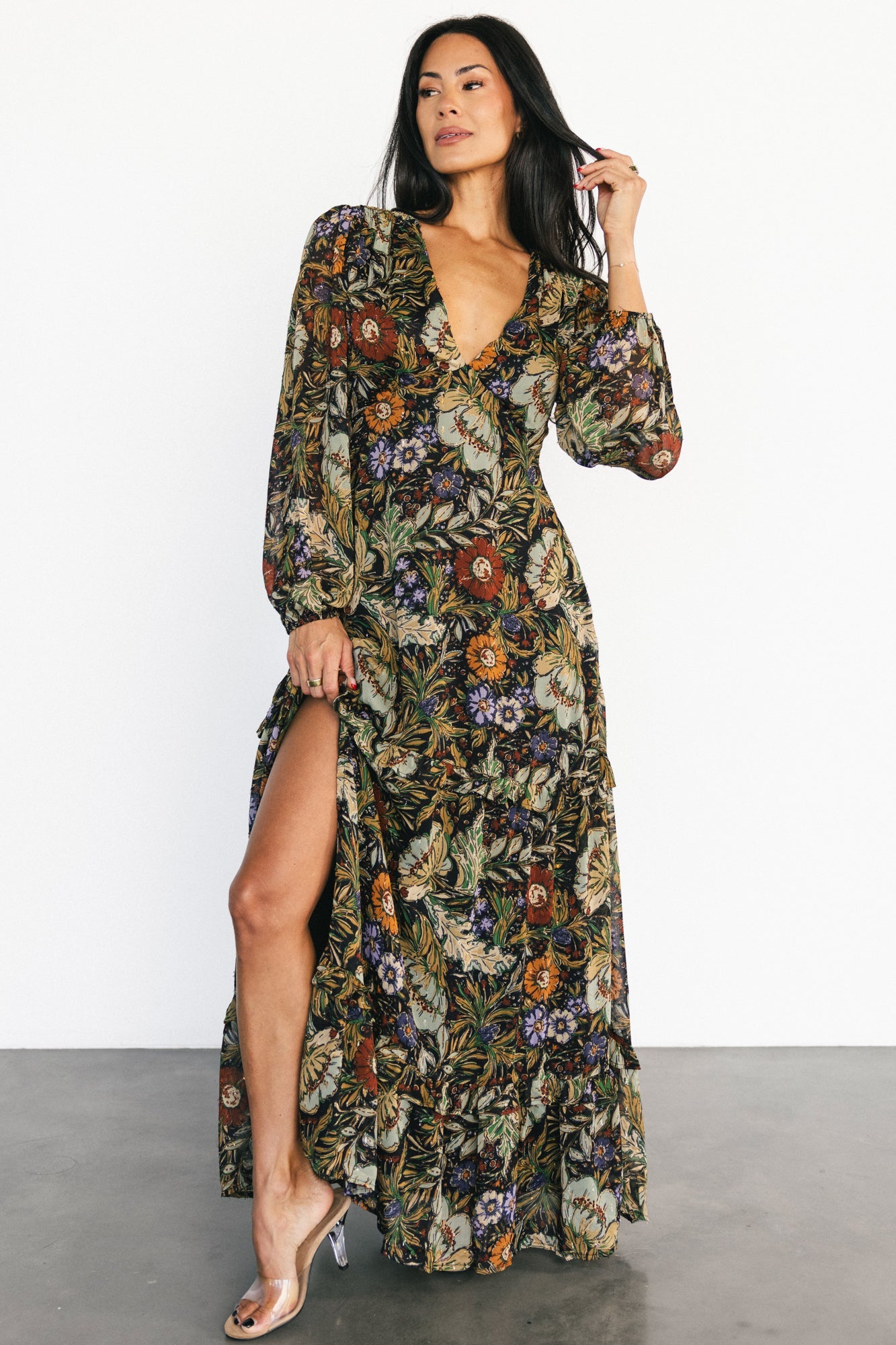 Bowman Deep V Maxi Dress | Multi Floral