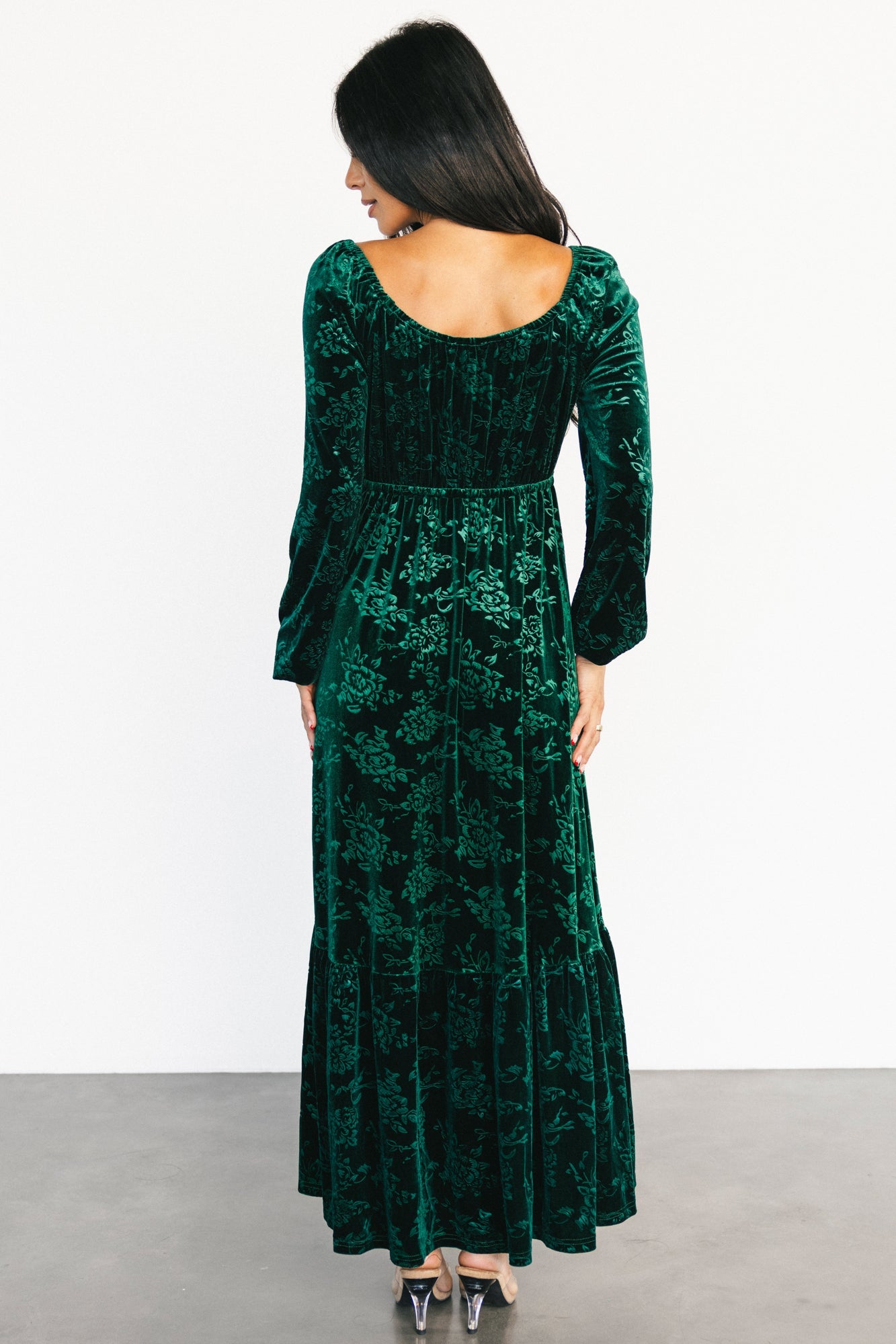 Audra Velvet Embossed Maxi Dress | Emerald