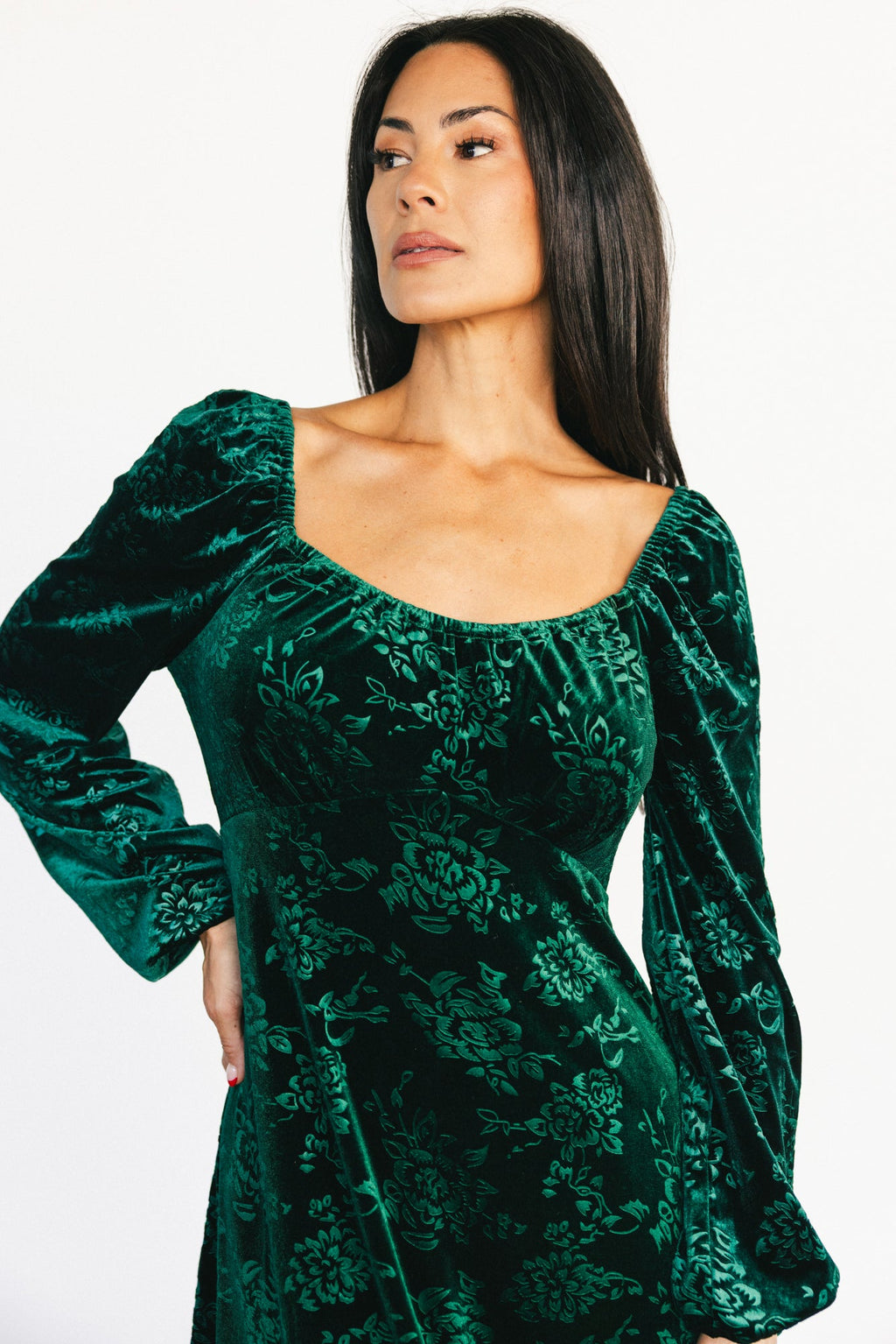 Audra Velvet Embossed Maxi Dress | Emerald