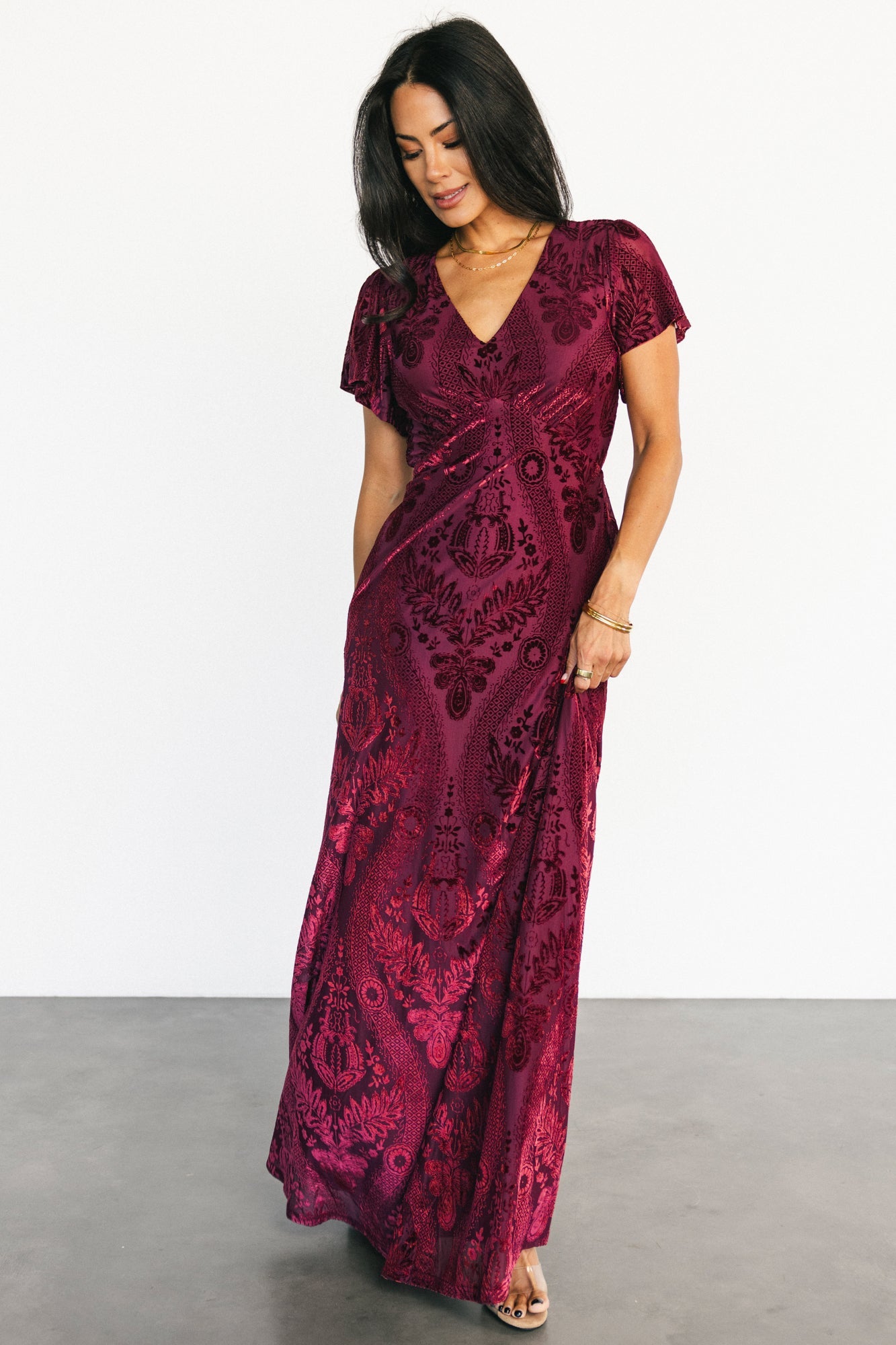 Kimberly Velvet Maxi Dress | Wine