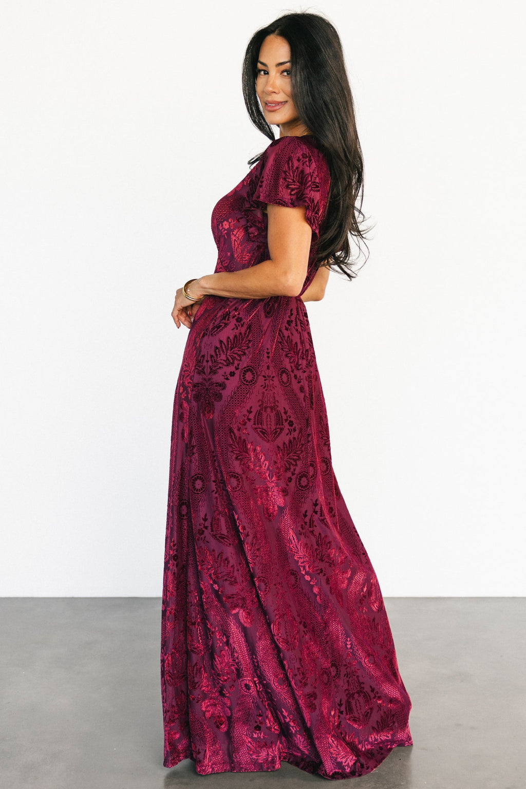 Kimberly Velvet Maxi Dress | Wine