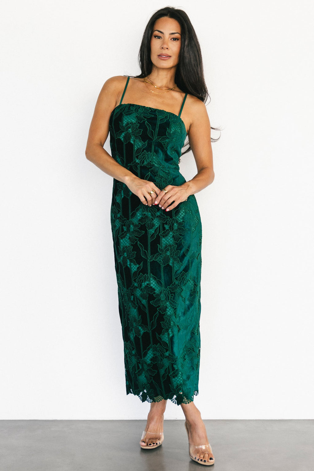 Nadia Lace Midi Dress | Emerald