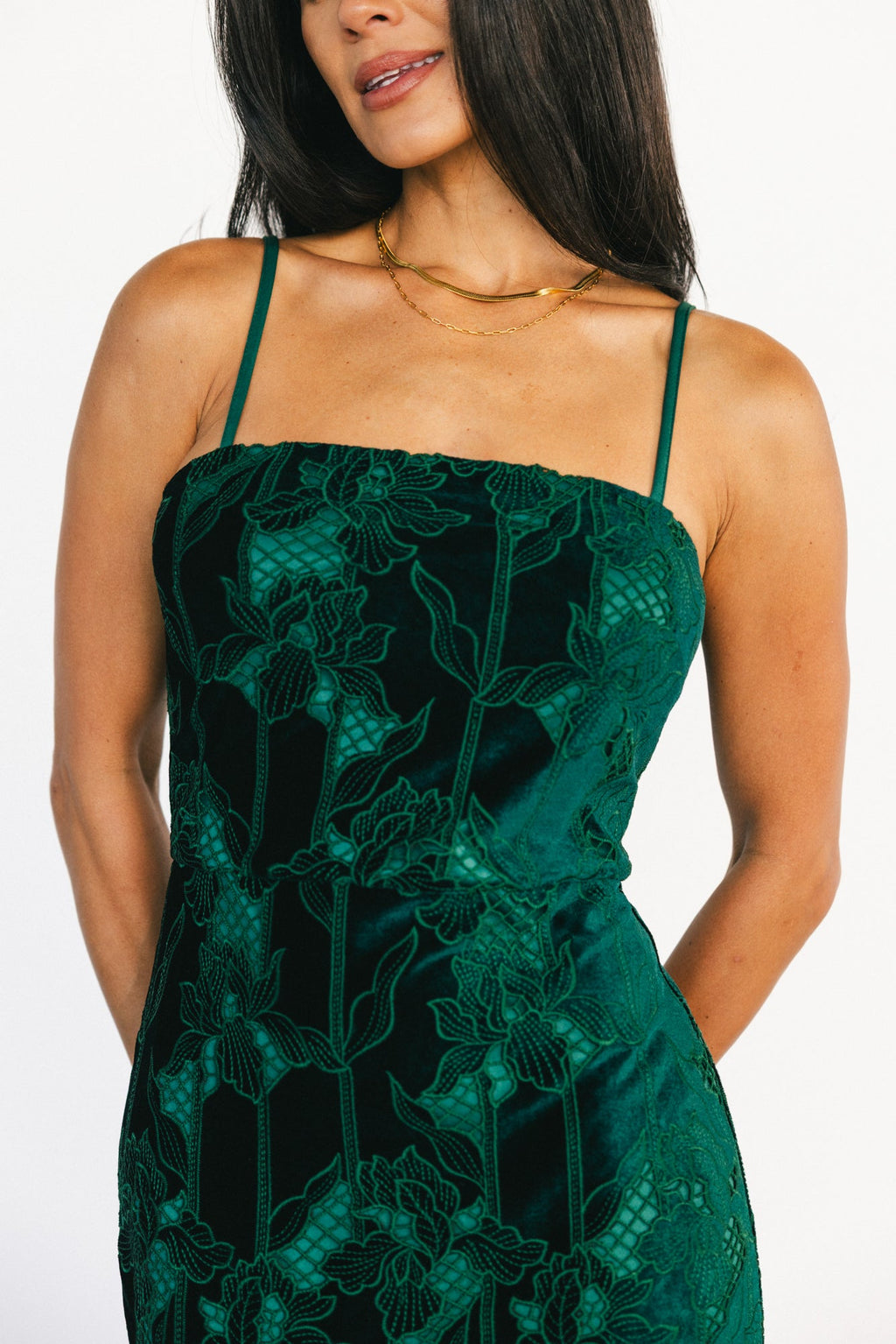 Nadia Lace Midi Dress | Emerald