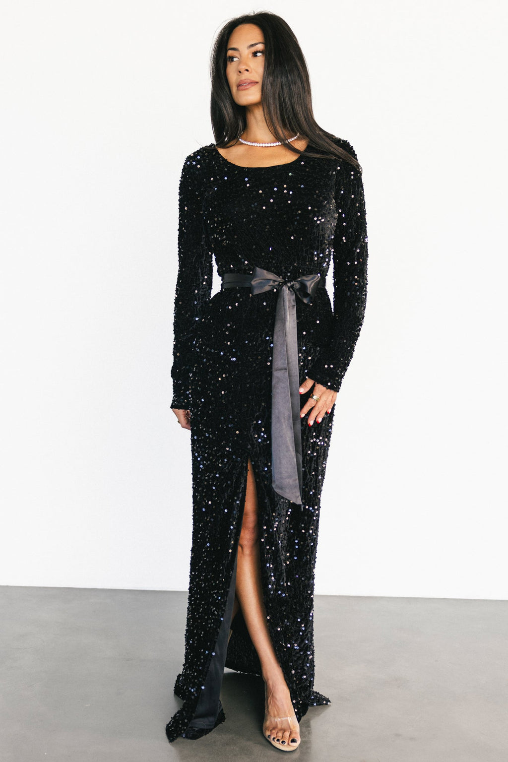 Julia Sequin Maxi Dress | Black