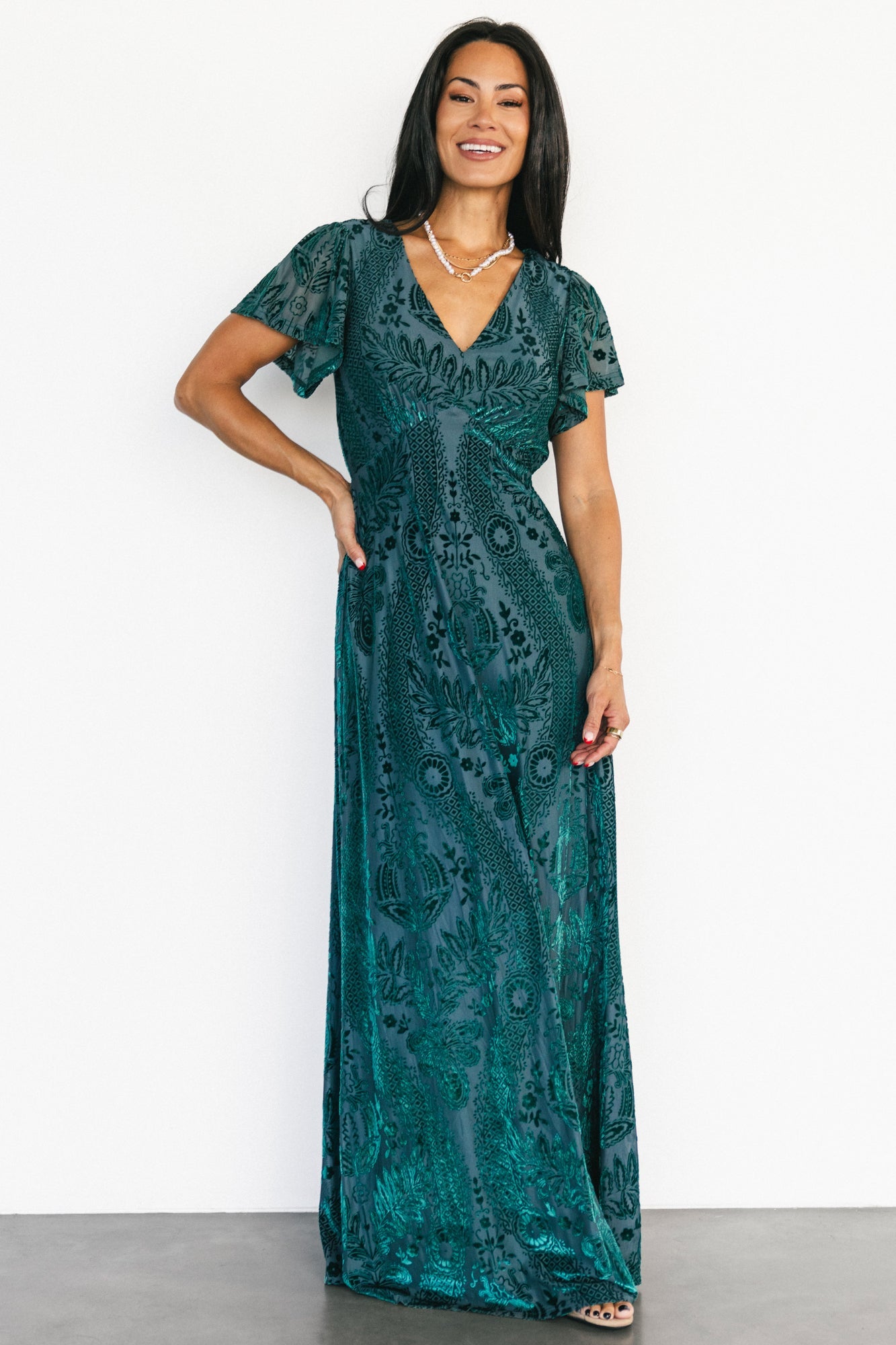 Kimberly Velvet Maxi Dress | Emerald