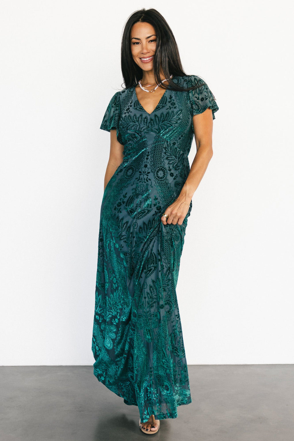 Kimberly Velvet Maxi Dress | Emerald