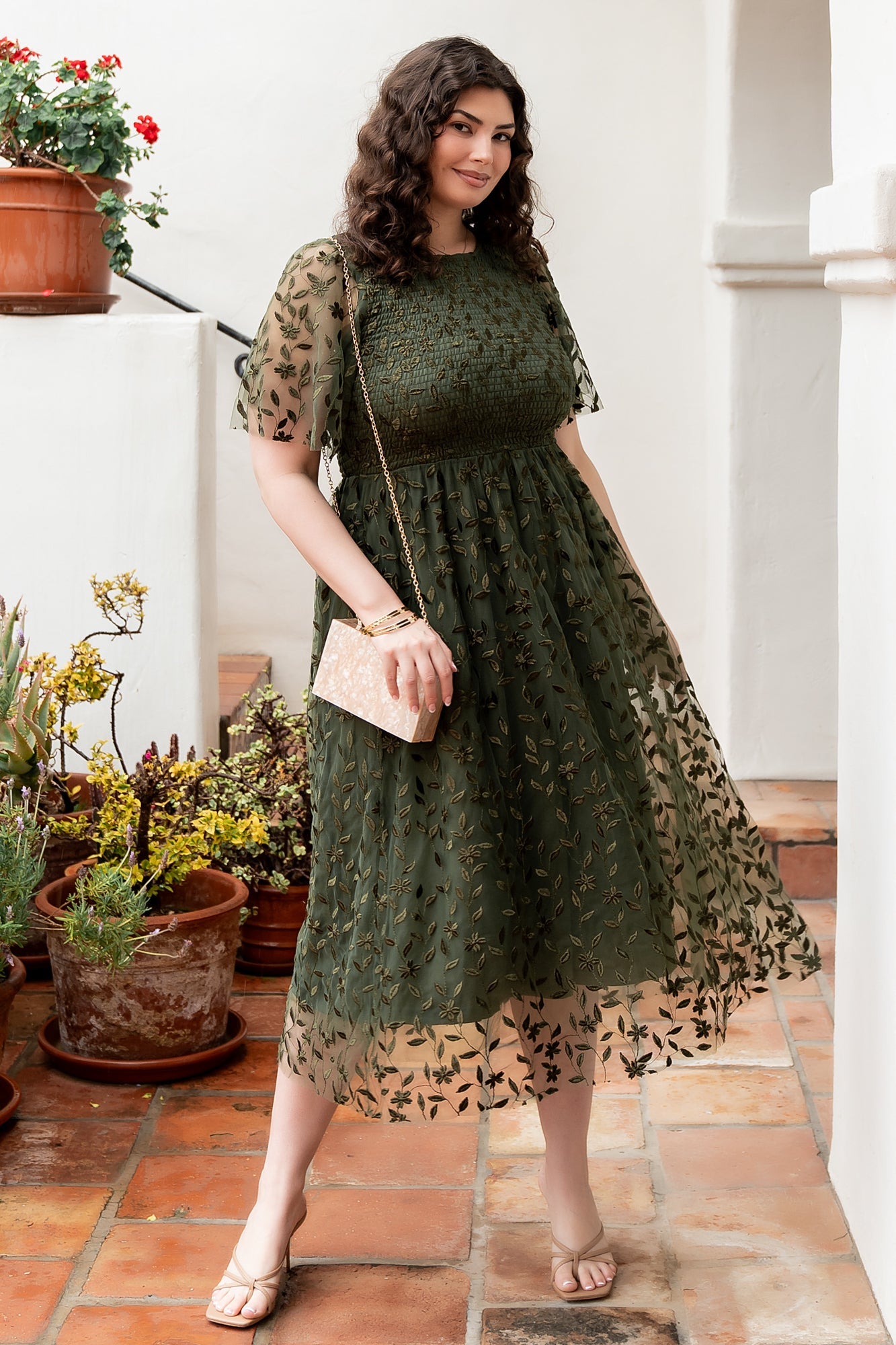 Kendra Embroidered Dress | Olive