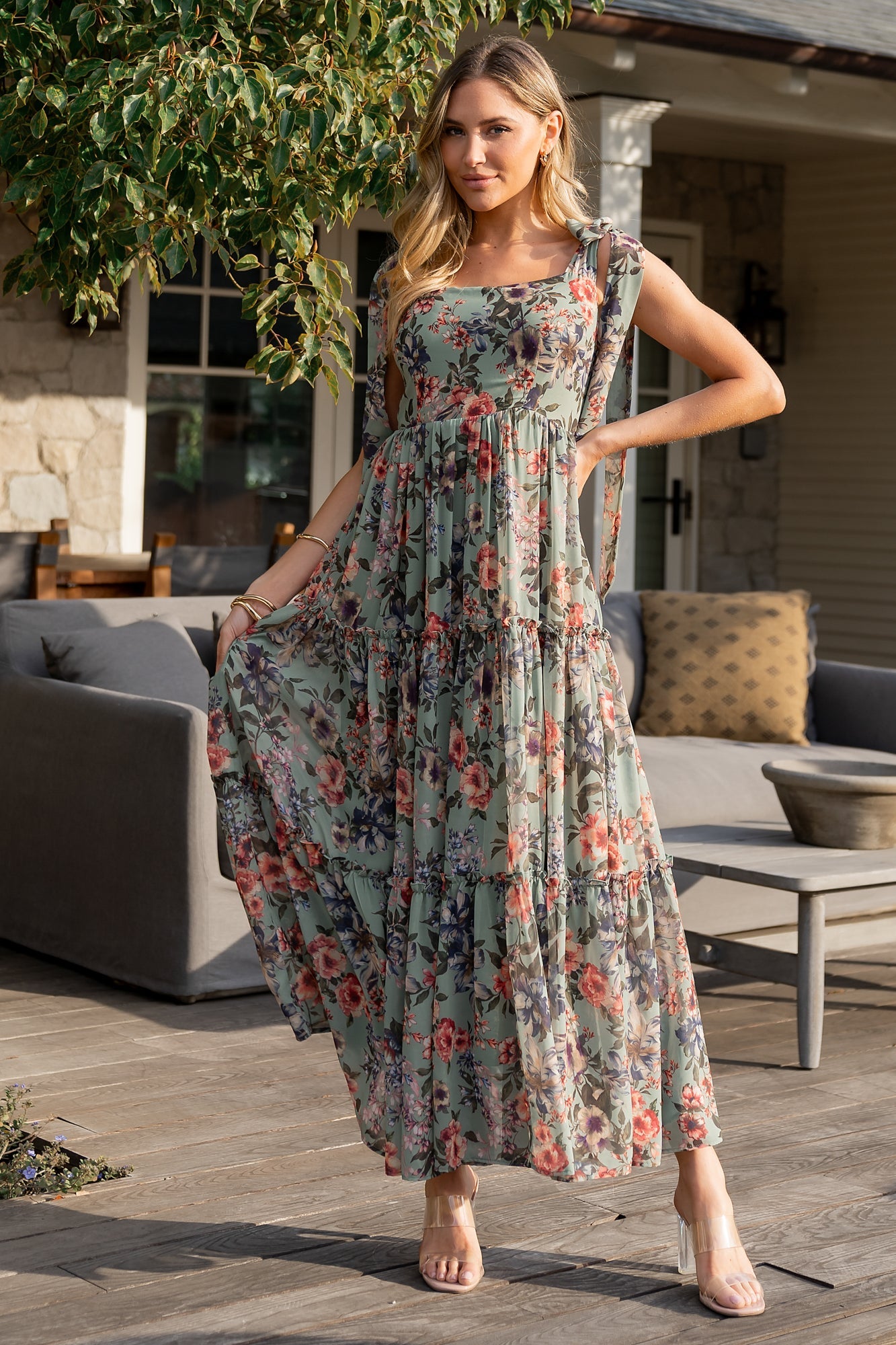 Anita Maxi Dress | Green Multi Floral