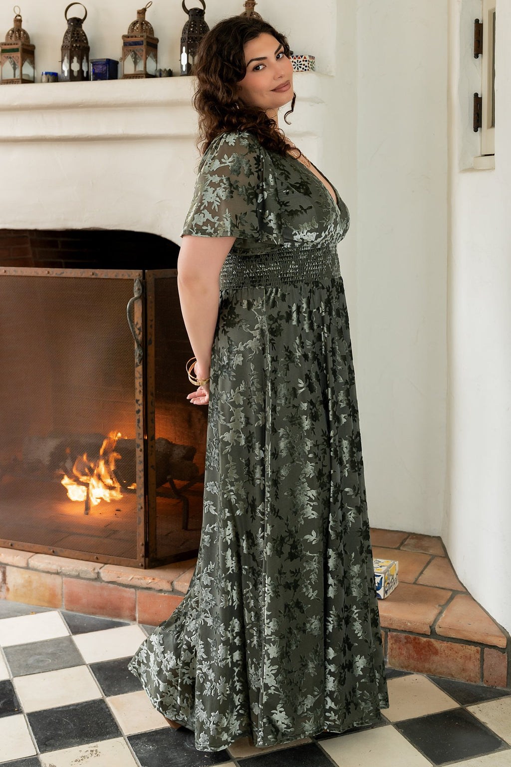 Veronica Velvet Maxi Dress | Dark Sage