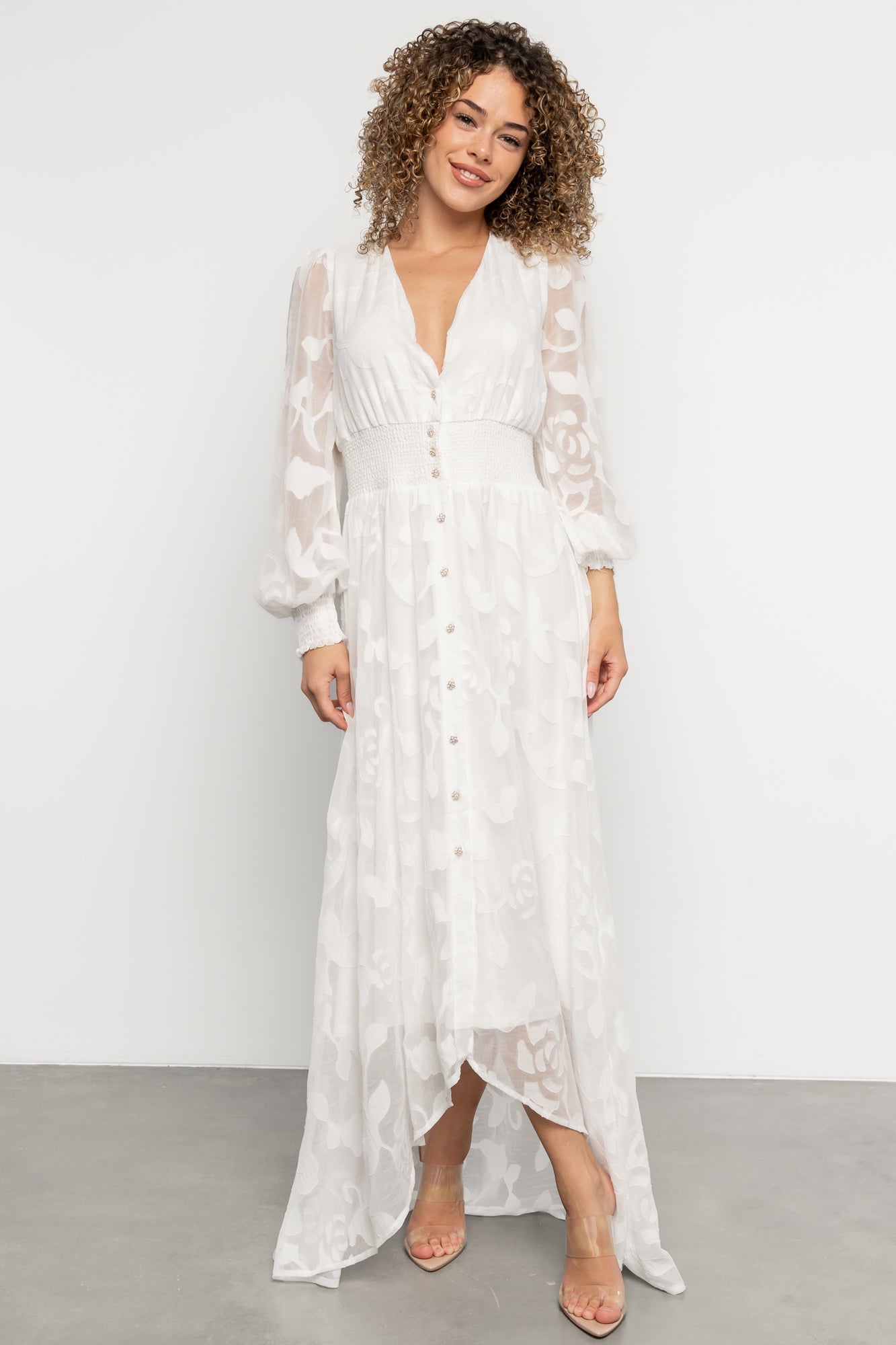 Daniella High Low Maxi Dress | White