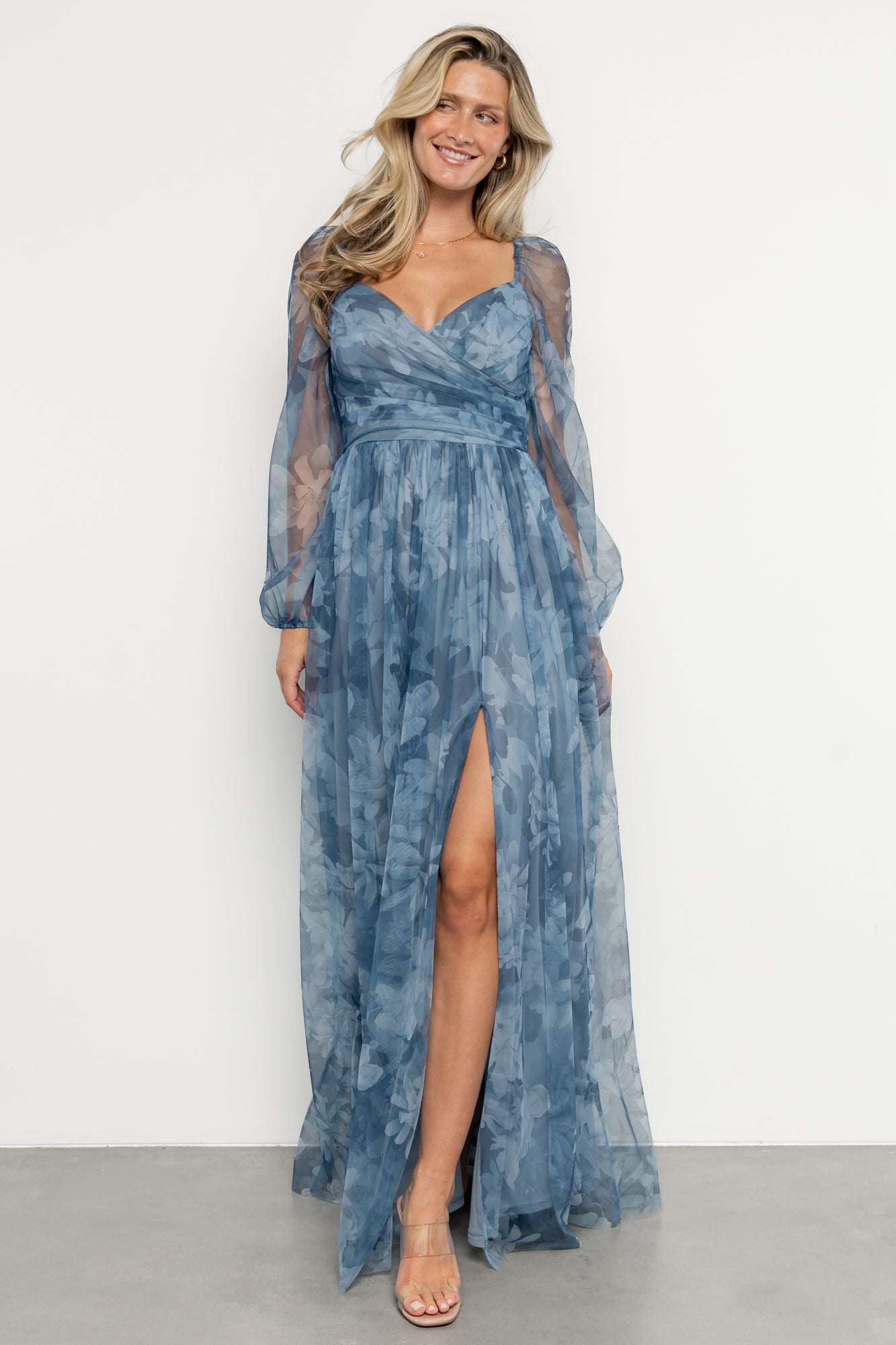 Nara Tulle Maxi Dress | Blue Floral