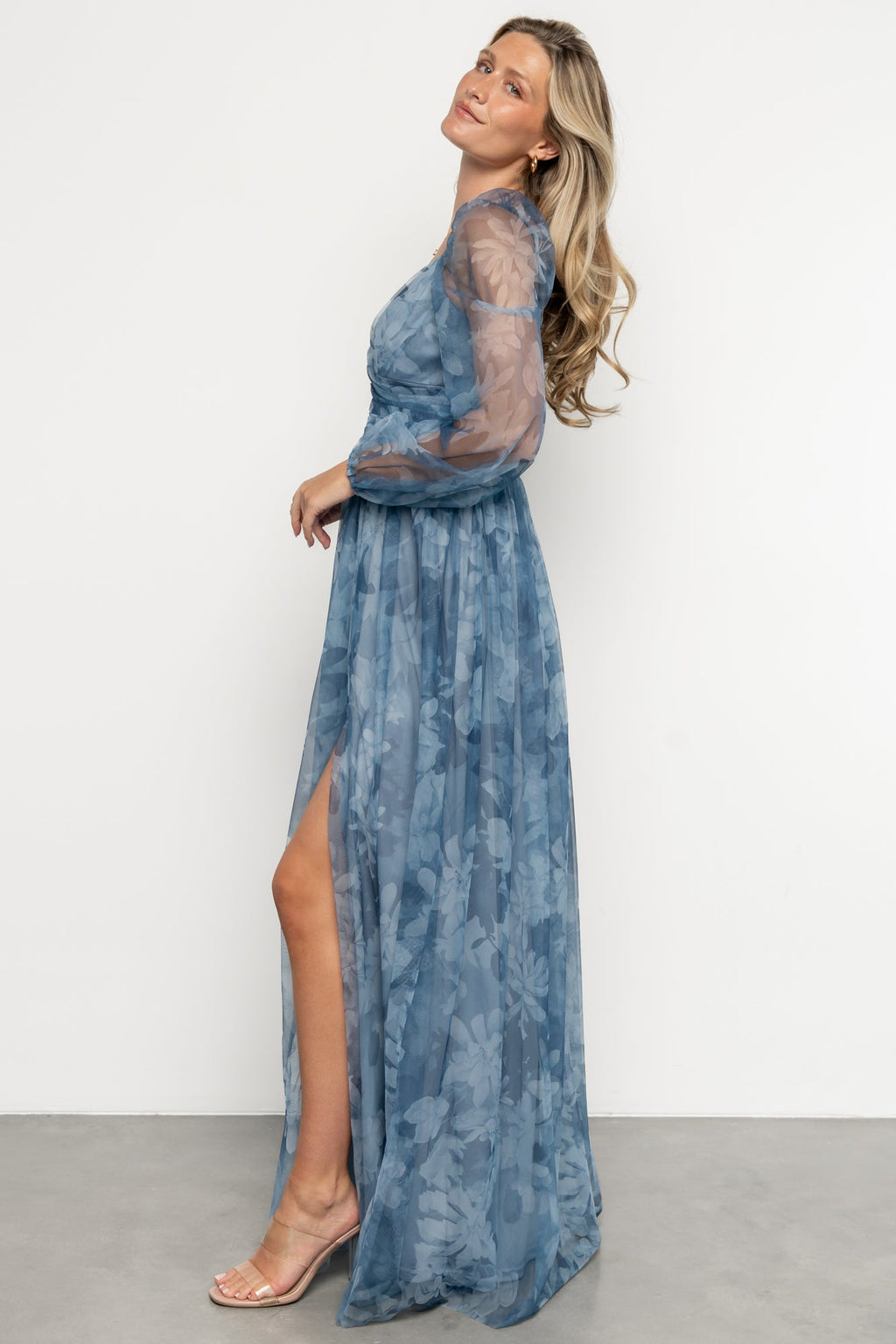 Nara Tulle Maxi Dress | Blue Floral