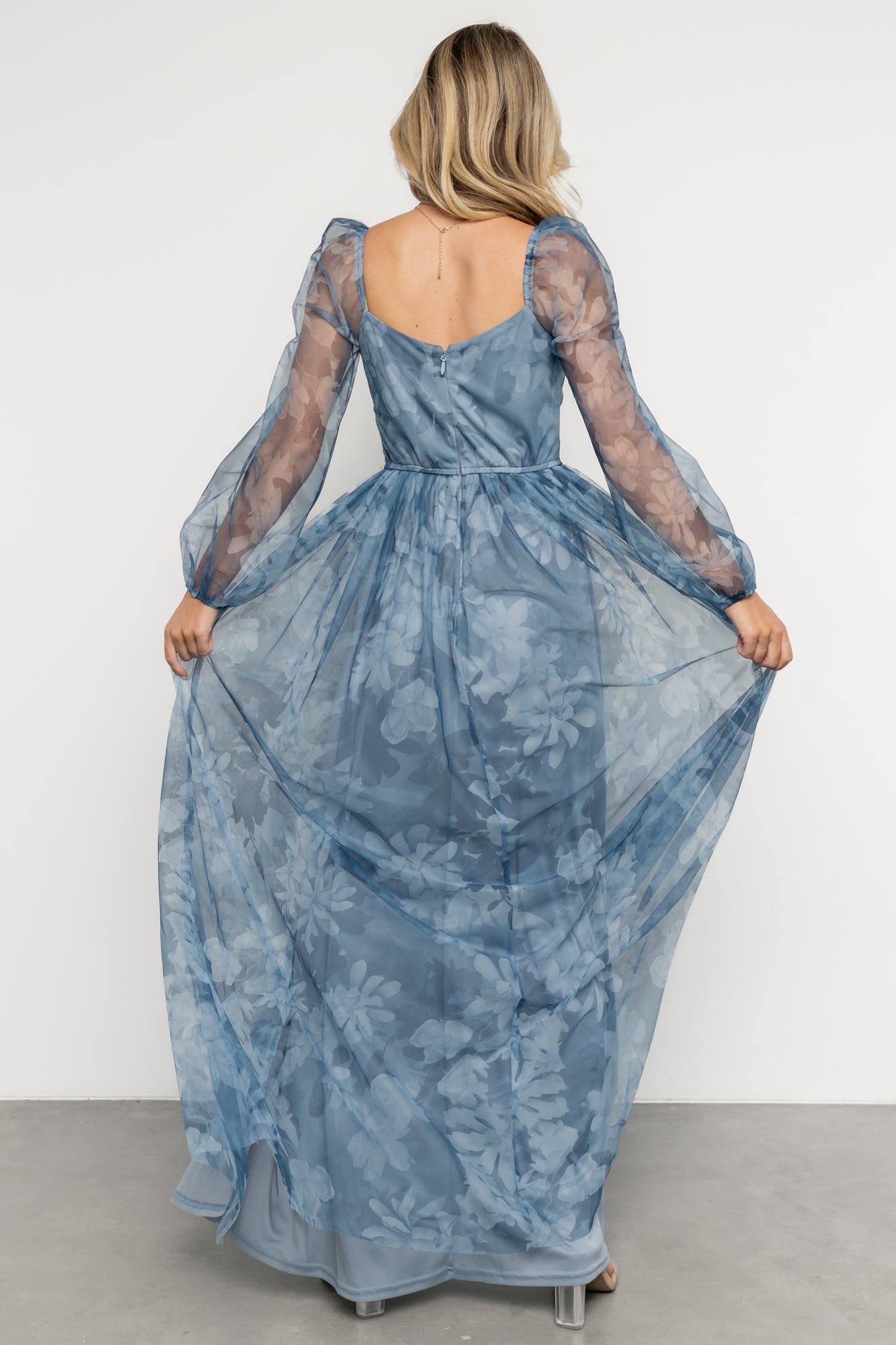 Nara Tulle Maxi Dress | Blue Floral
