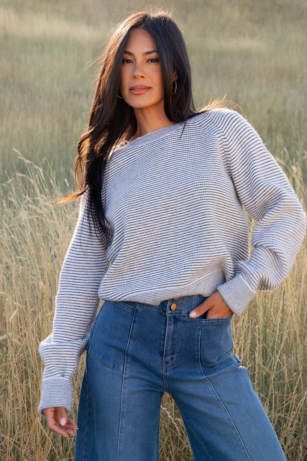 Zadie Striped Sweater | Ivory + Olive