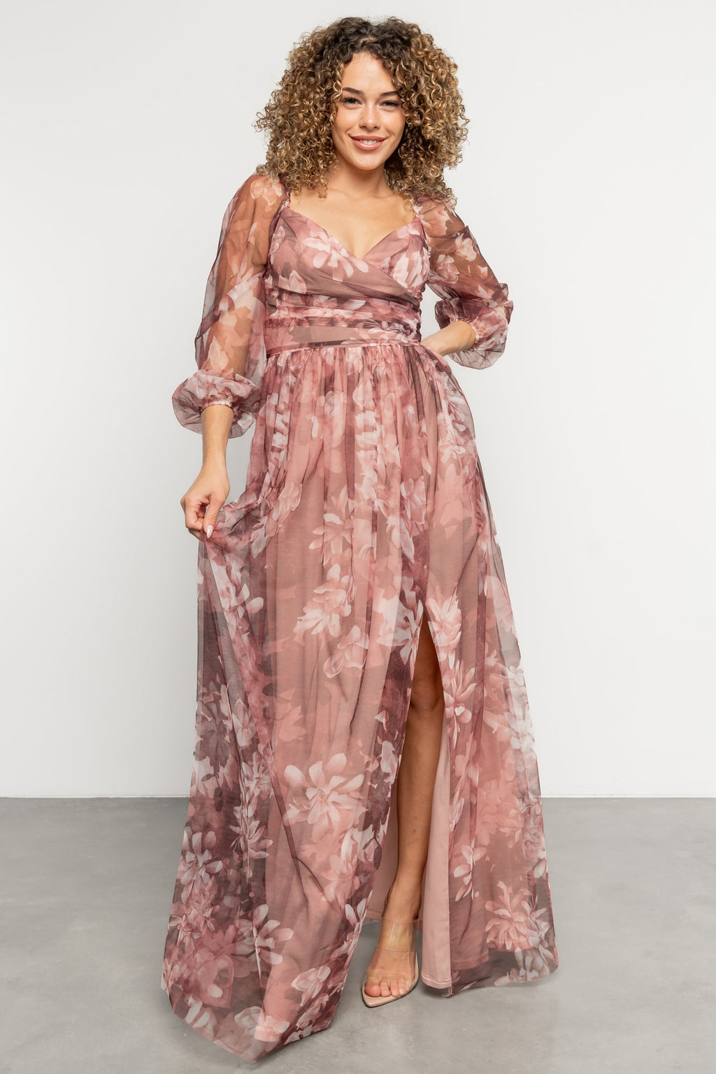 Nara Tulle Maxi Dress | Deep Mauve Floral
