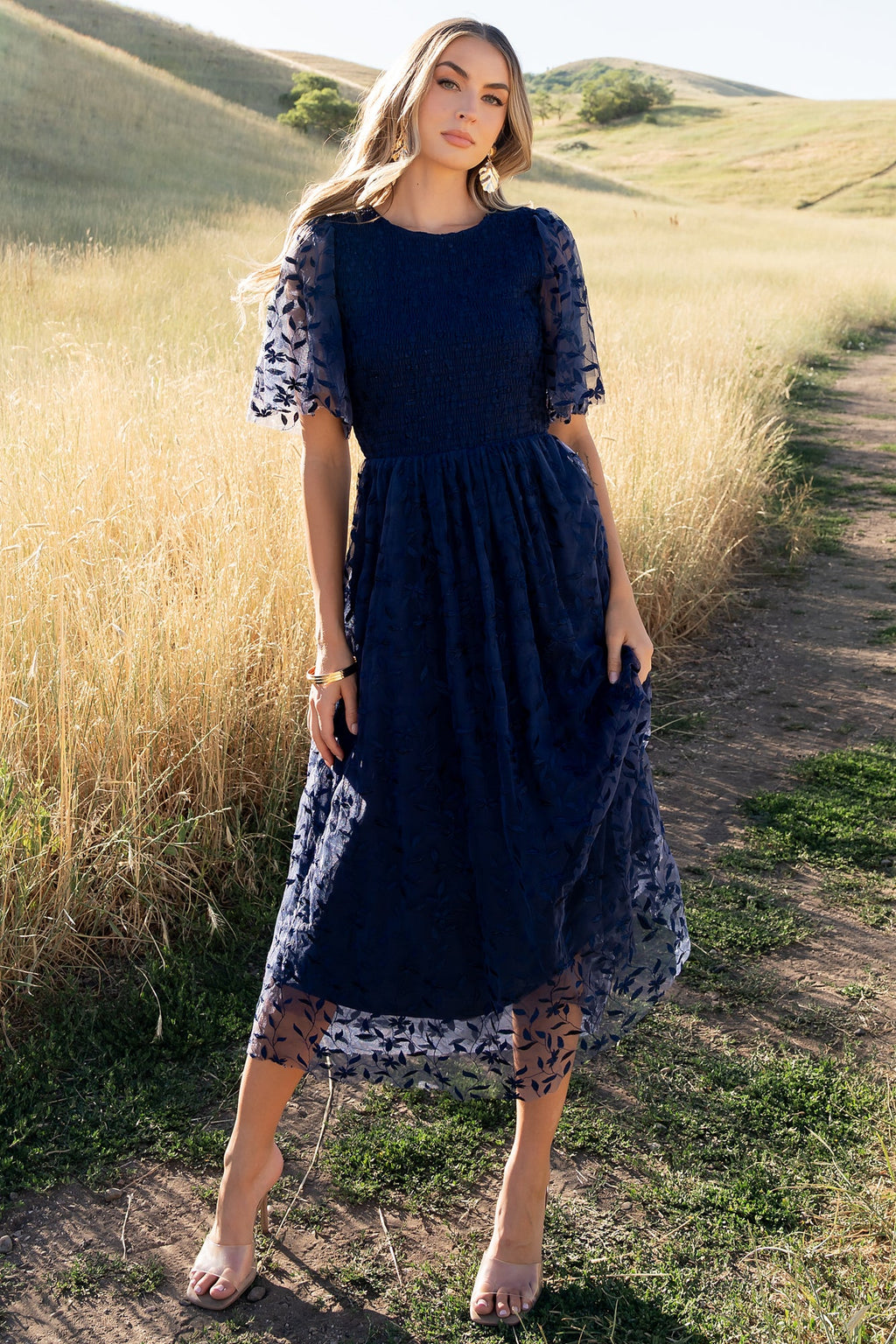 Kendra Embroidered Dress | Navy