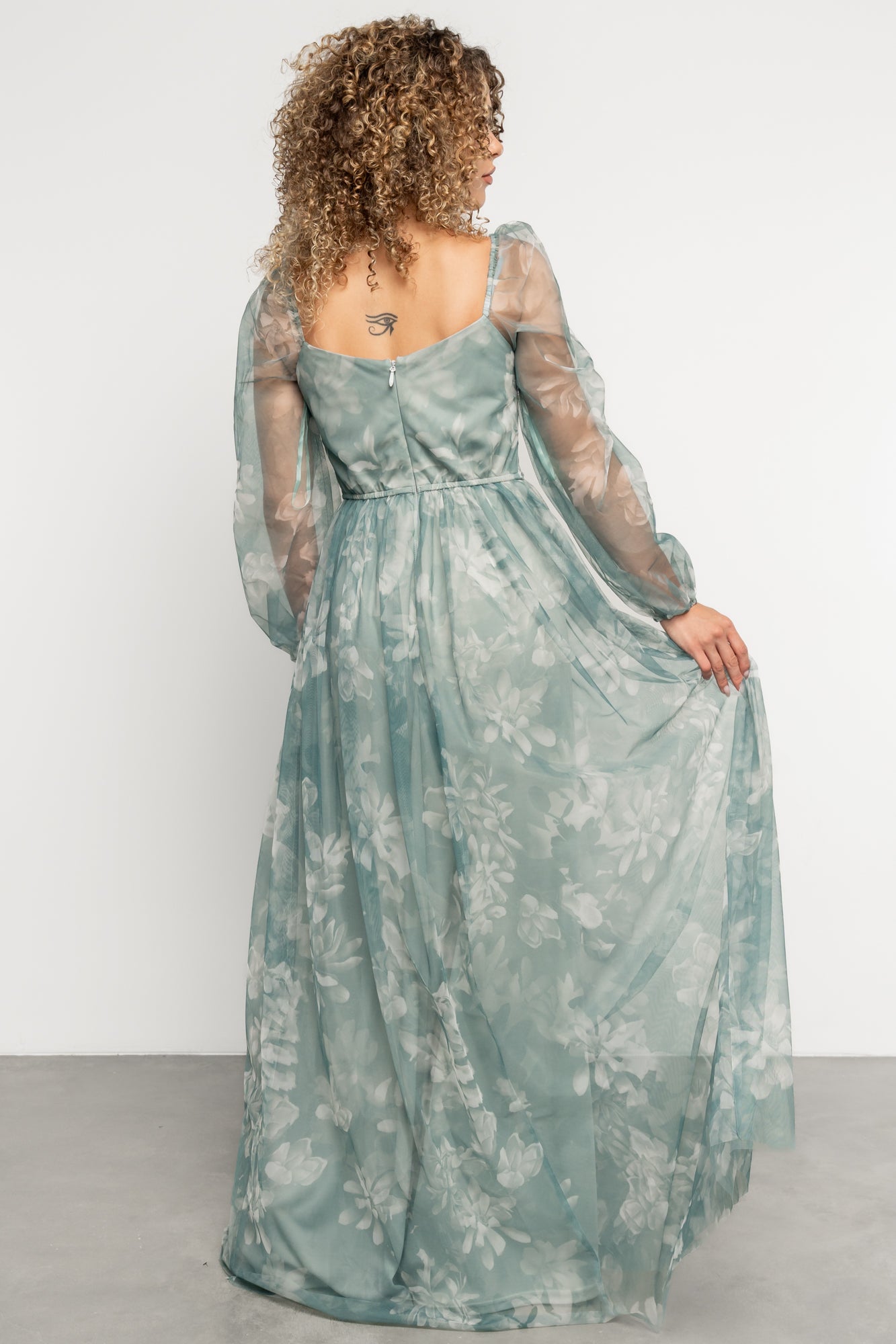 Nara Tulle Maxi Dress | Dusty Green Floral