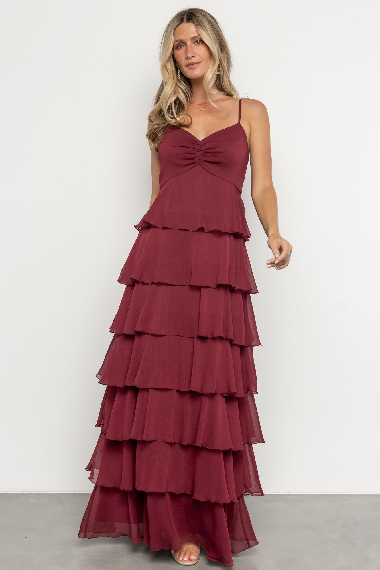 Tiana Tiered Maxi Dress | Burgundy