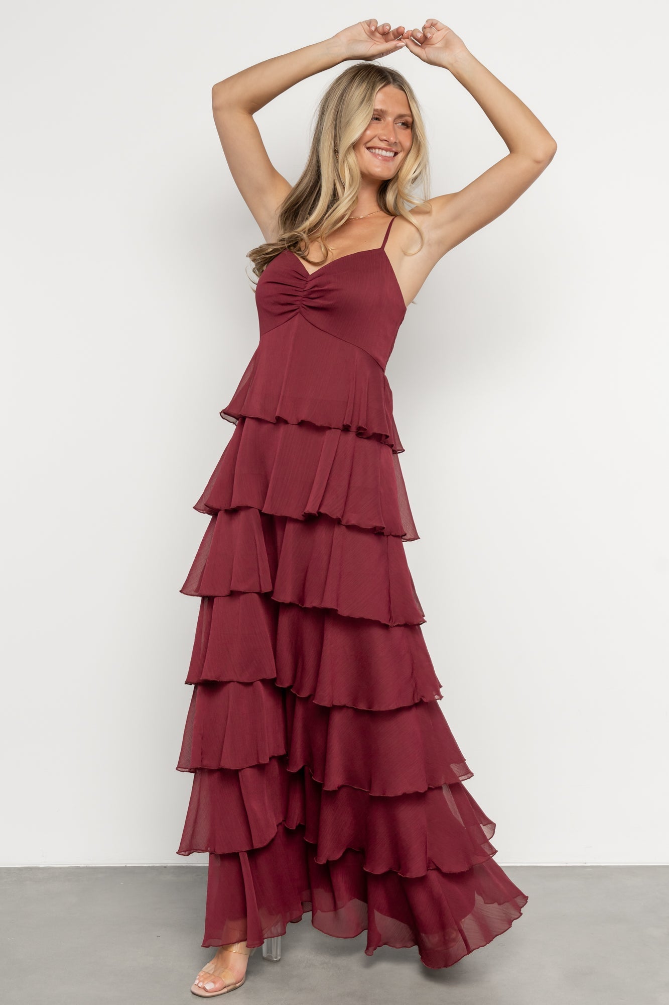 Tiana Tiered Maxi Dress | Burgundy