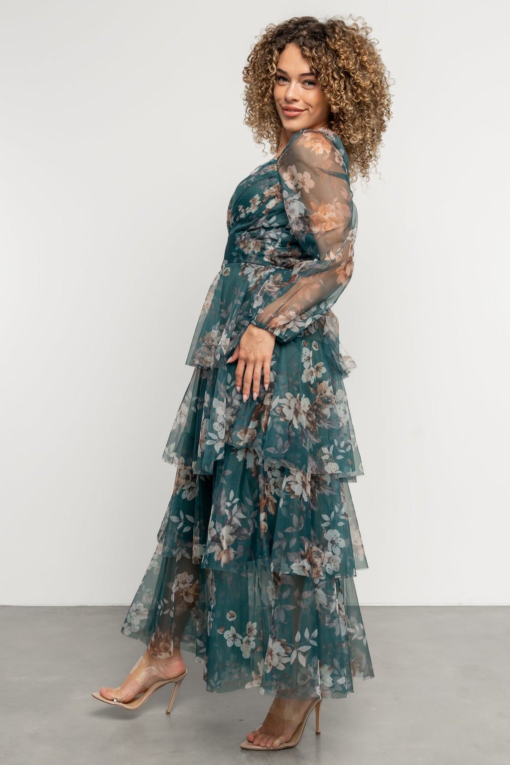 Tessa Tiered Maxi Dress | Green Floral
