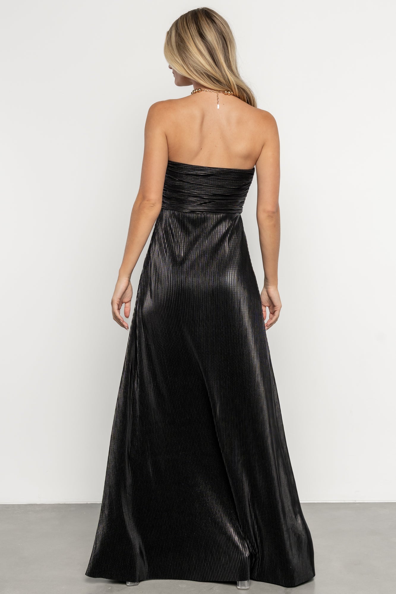 Seraphine Pleated Strapless Gown | Black