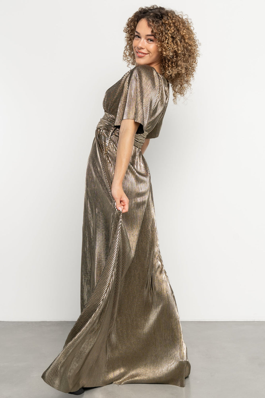 Venetian Pleated Gown | Gold