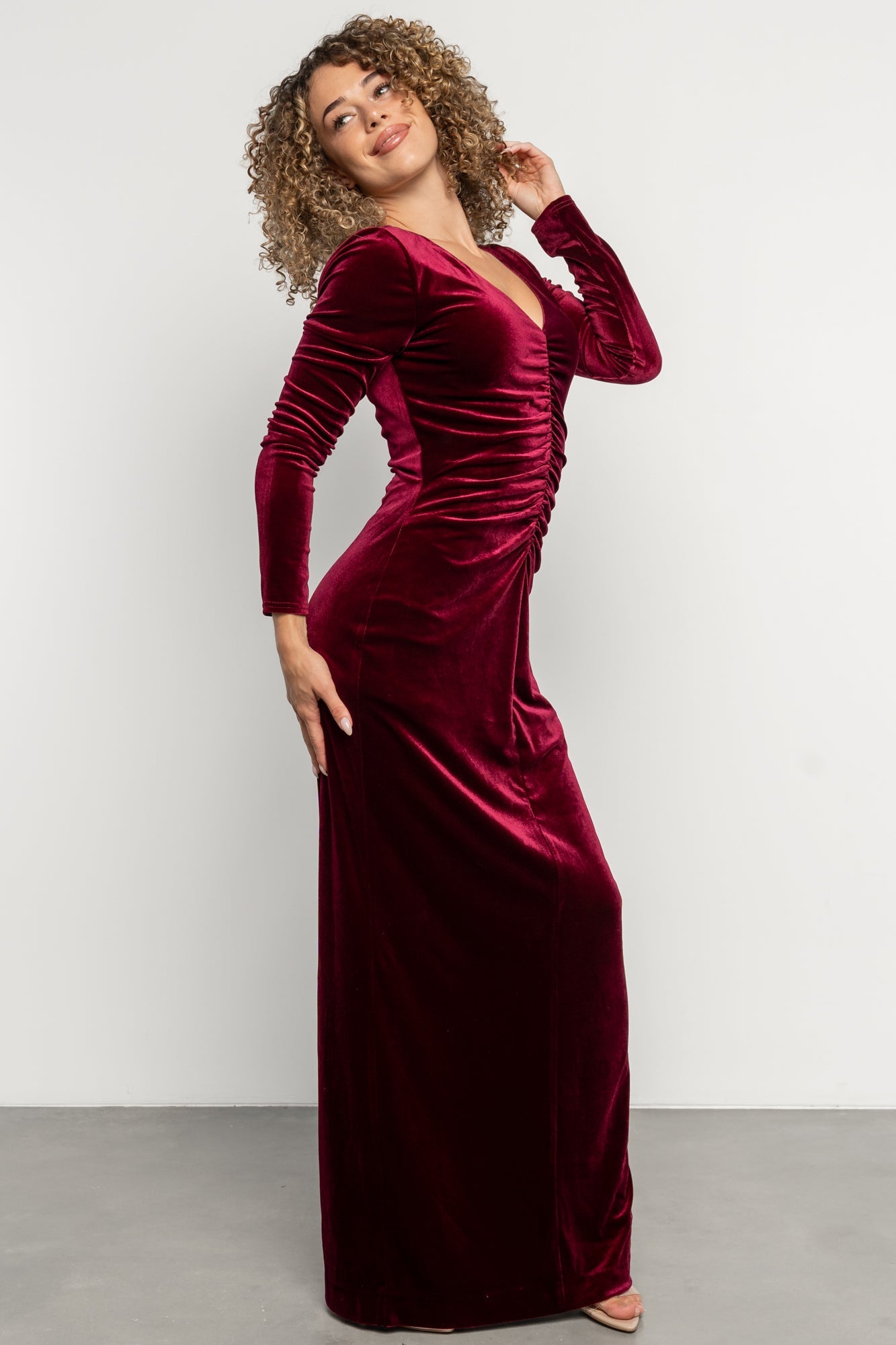 Kourtney Velvet Maxi Dress | Wine