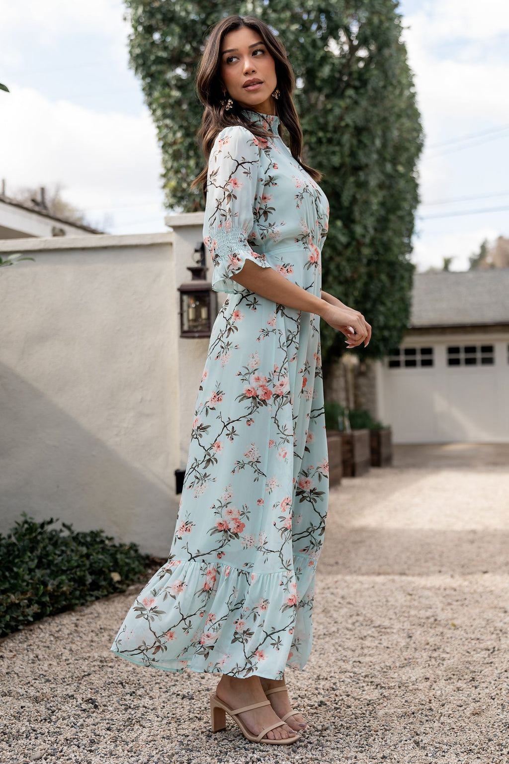 Marie Mock Neck Maxi Dress | Sage Floral