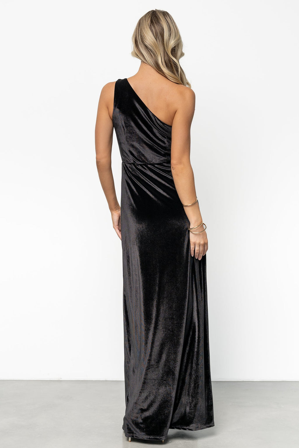 Tatiana Velvet One Shoulder Maxi Dress | Black