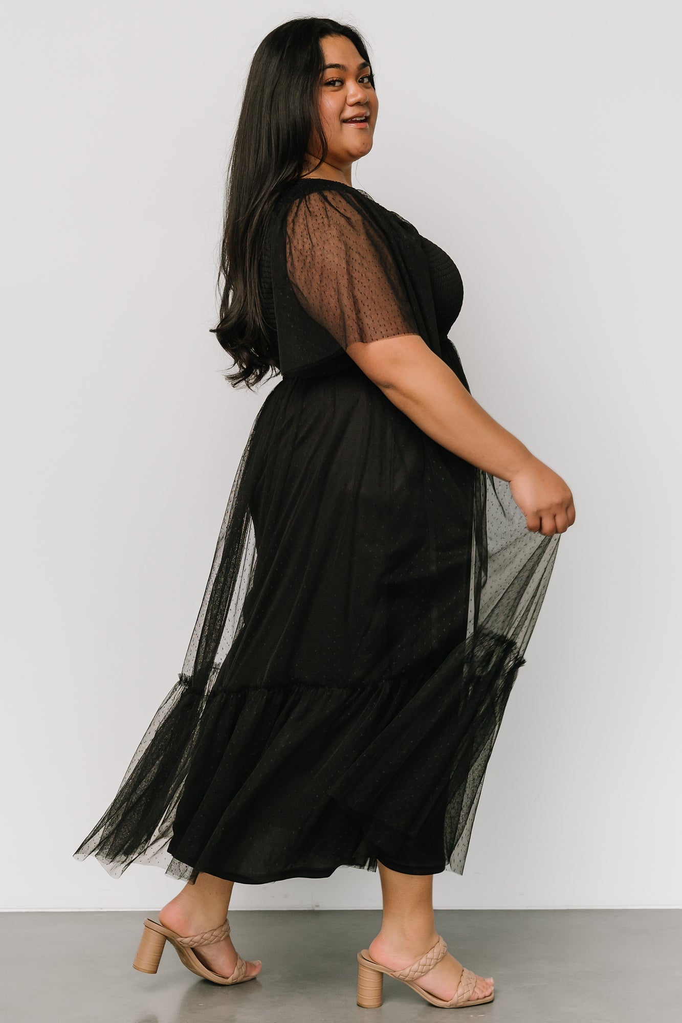 Martha Smocked Tulle Dress | Black