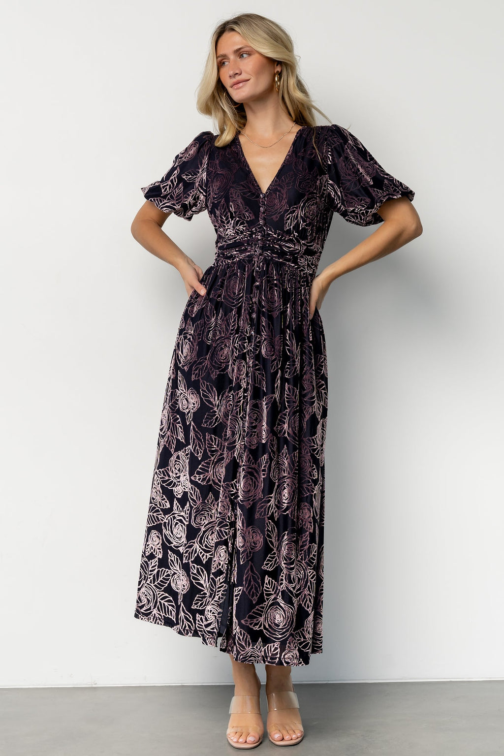 Dahlia Velvet Dress | Indigo + Purple Floral