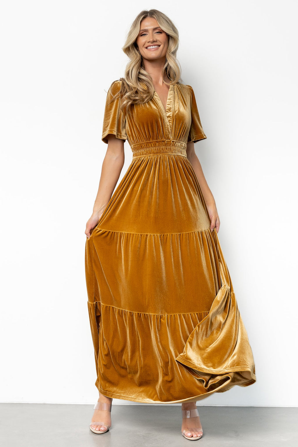 Artemis Velvet Maxi Dress | Dark Gold