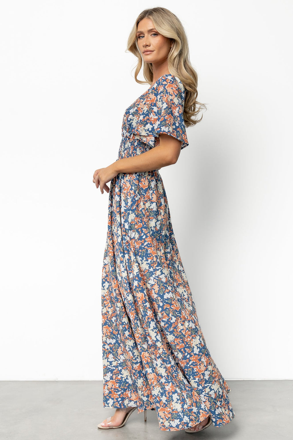 Verona Smocked Maxi Dress | Blue Floral