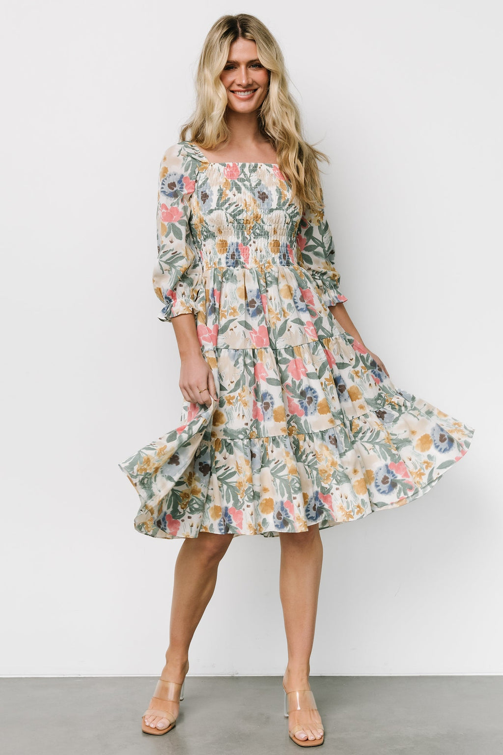 Marta Smocked Midi Dress | Multi Floral