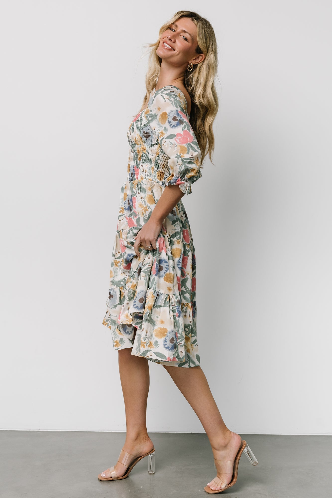 Marta Smocked Midi Dress | Multi Floral