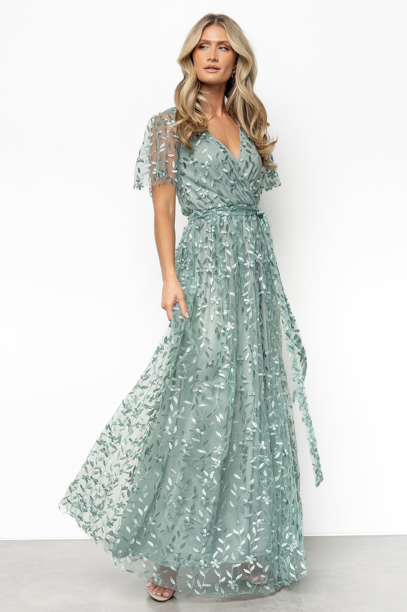 Marseille Embossed Maxi Dress | Eucalyptus