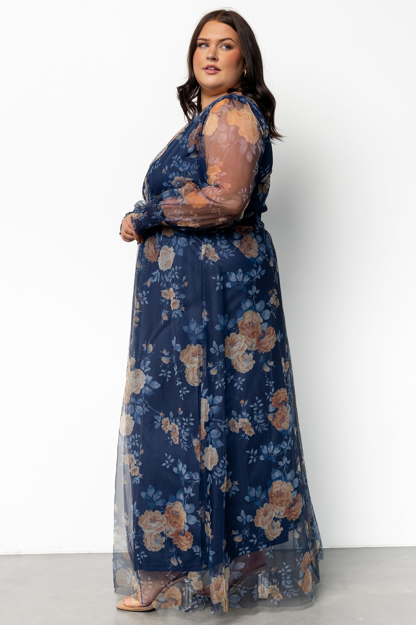 Layla Tulle Maxi Dress | Blue + Golden Floral