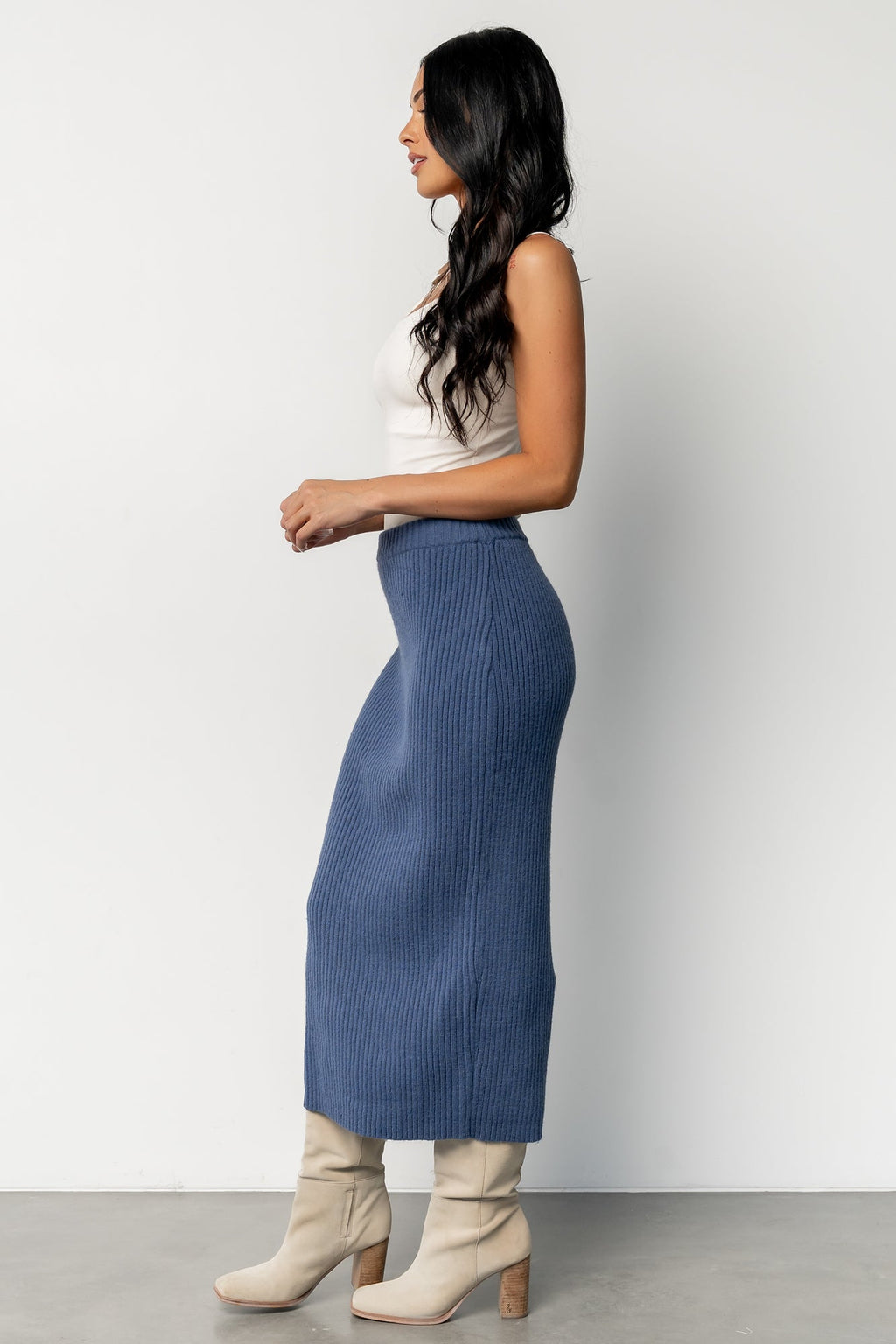 Blair Rib Knit Skirt | Blue