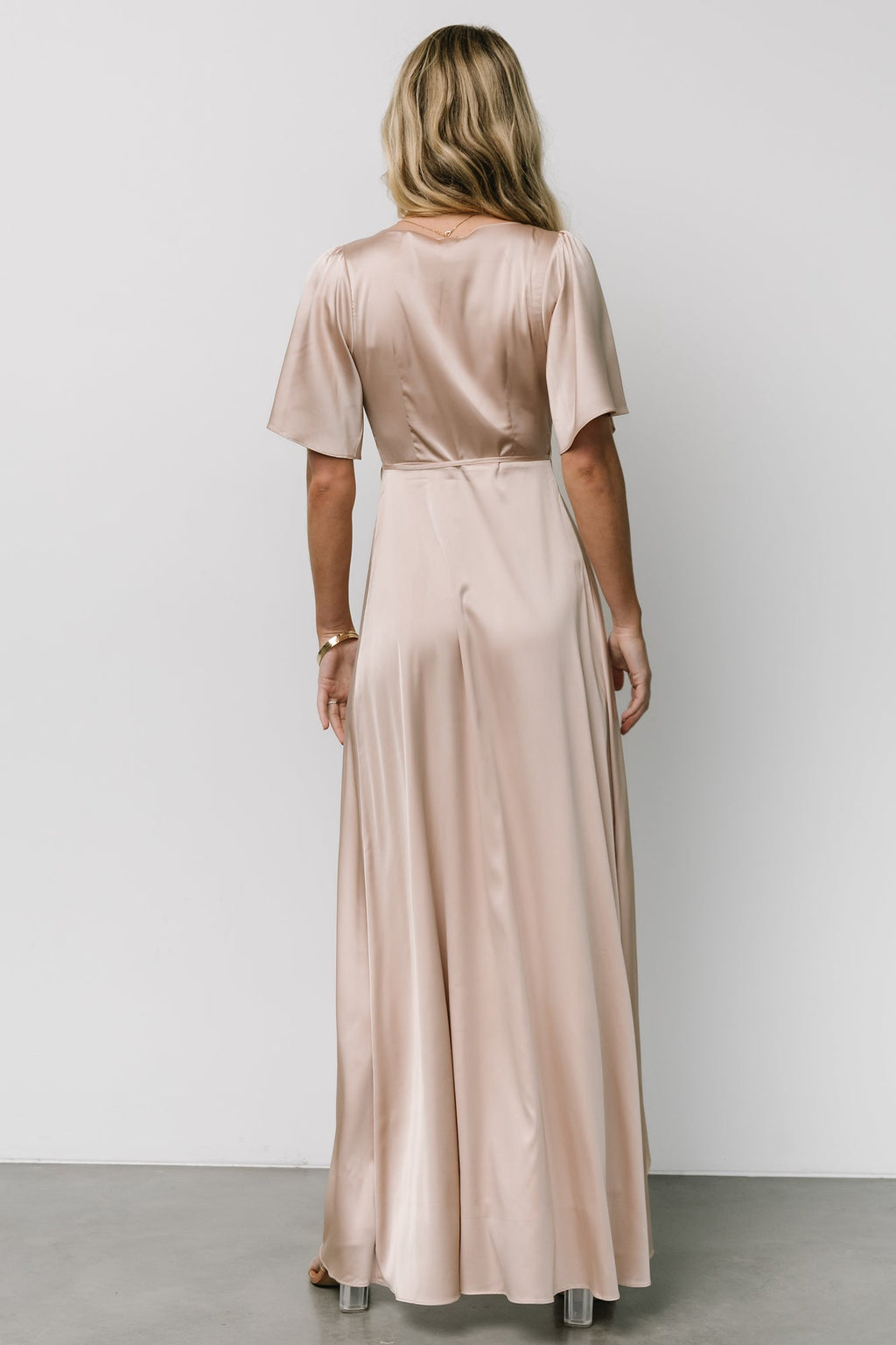 Vara Satin Maxi Wrap Dress | Champagne