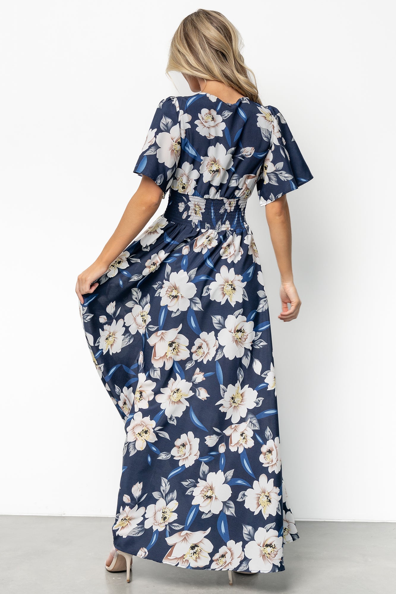 Verona Smocked Maxi Dress | Navy + White Floral