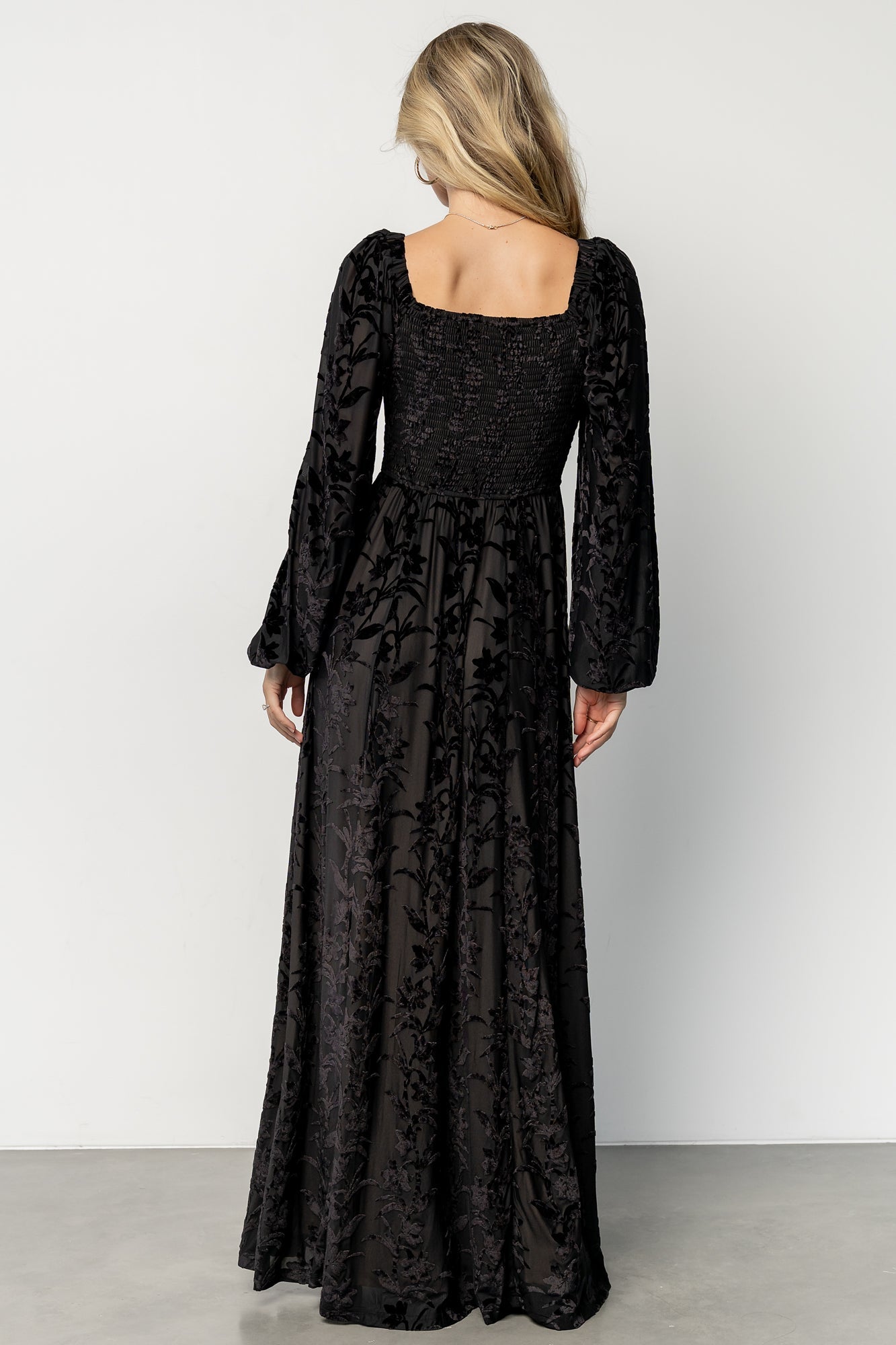 Aurora Velvet Maxi Dress | Black Floral