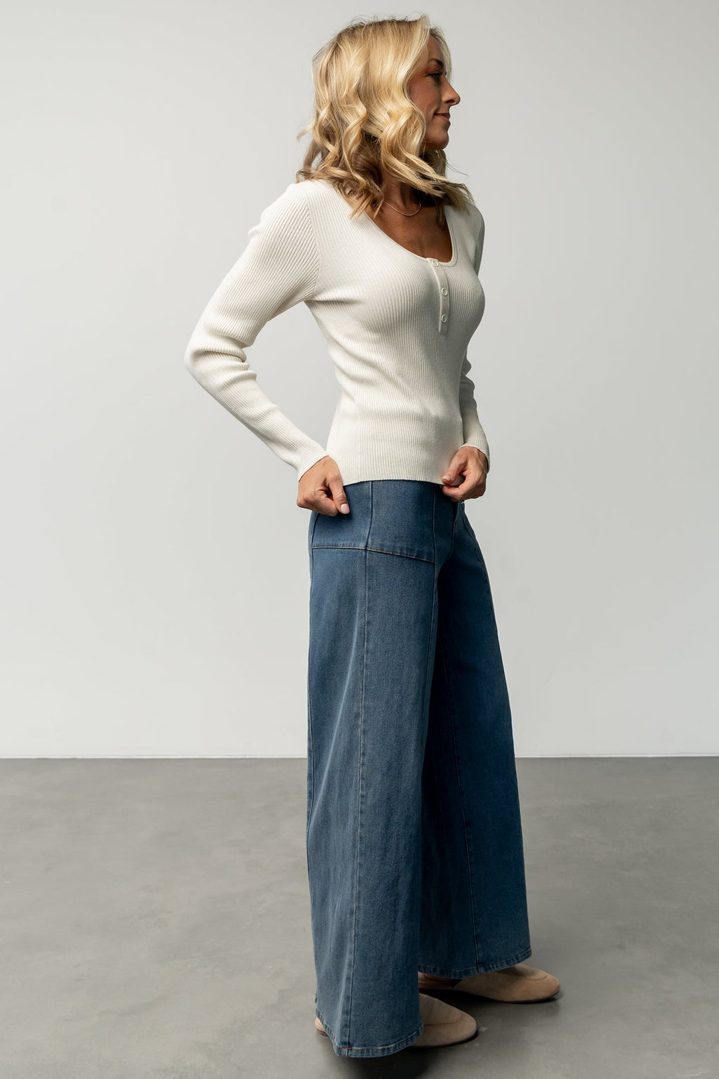 Emmi Mid Rise Wide Leg Jeans | Dark Wash