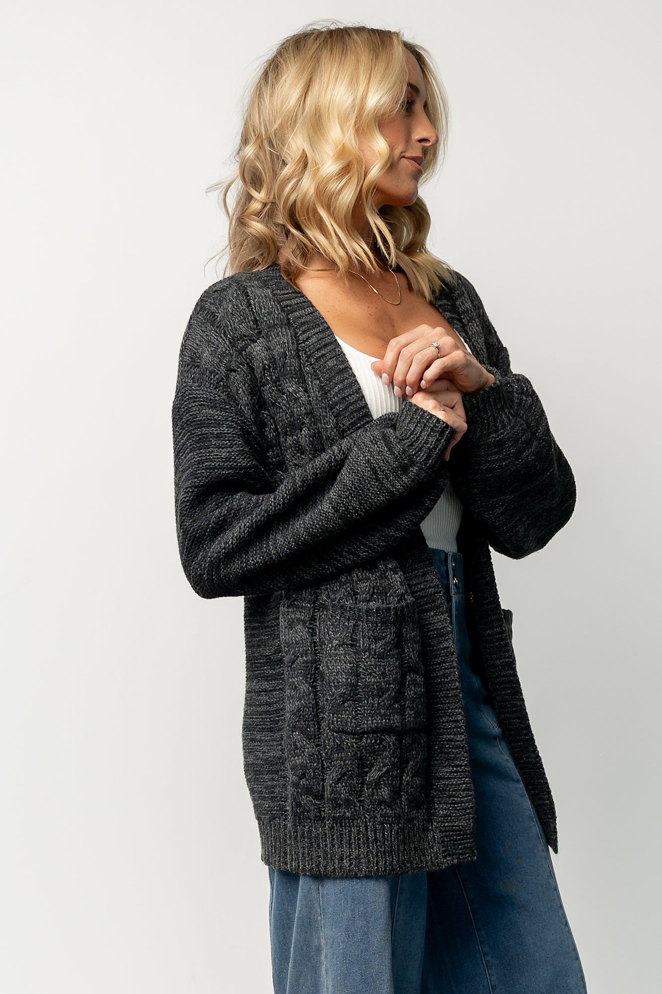 Spencer Chunky Knit Cardigan | Charcoal