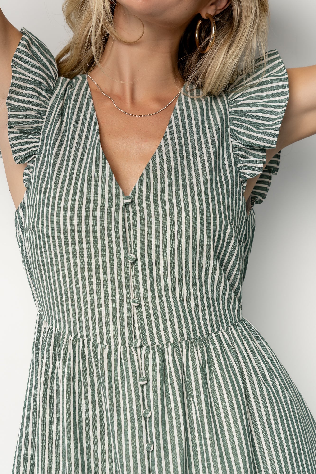 Hettie Button Maxi Dress | Green Stripe