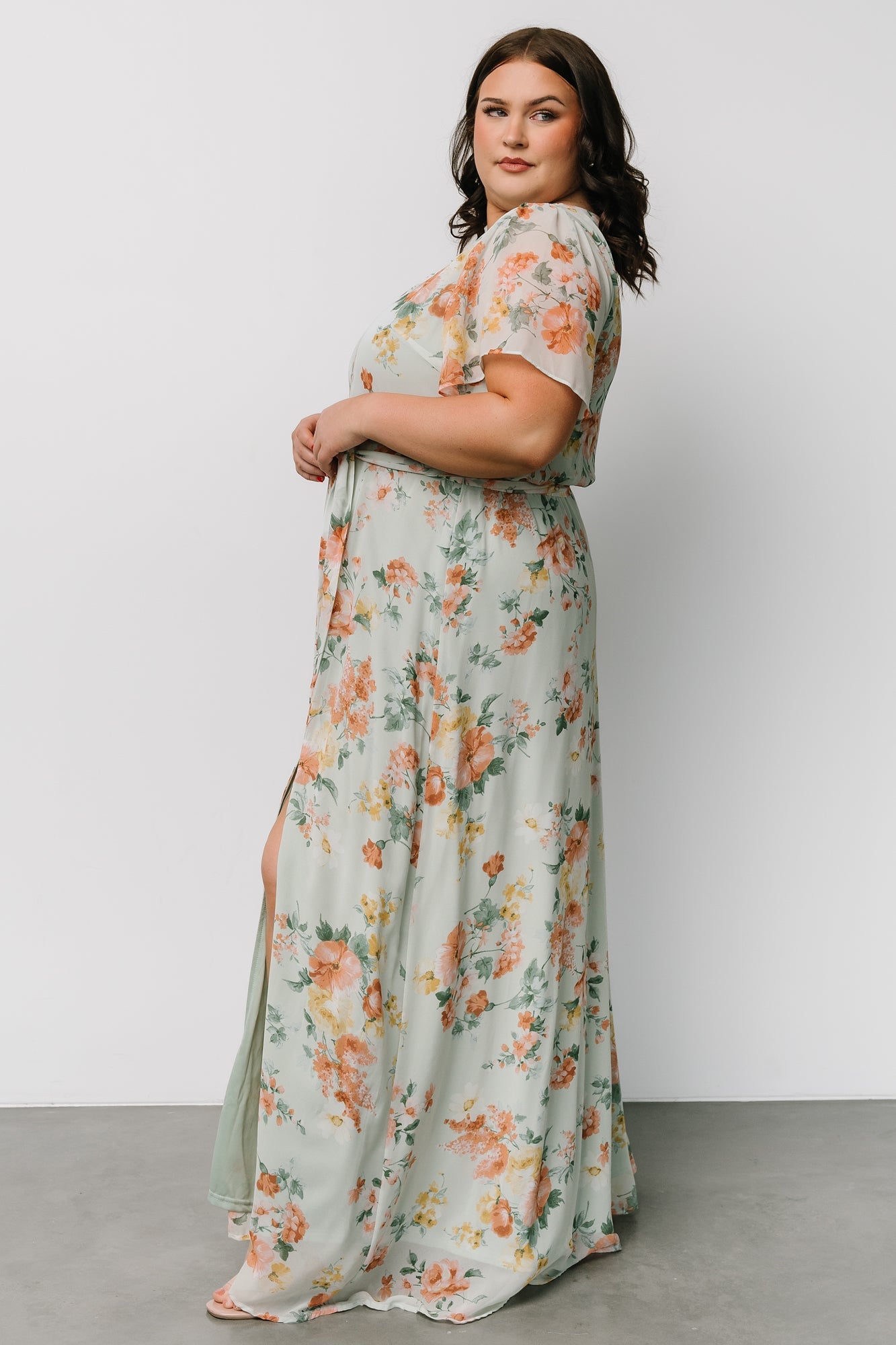 Naomi Short Sleeve Maxi Dress | Sage Floral